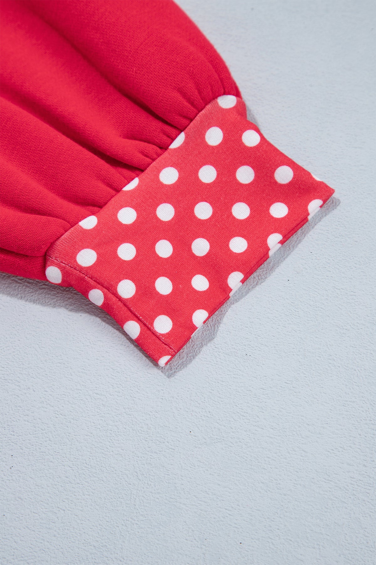 Burgundy Colorblock Polka Dot Contrast Trim Oversized Sweatshirt