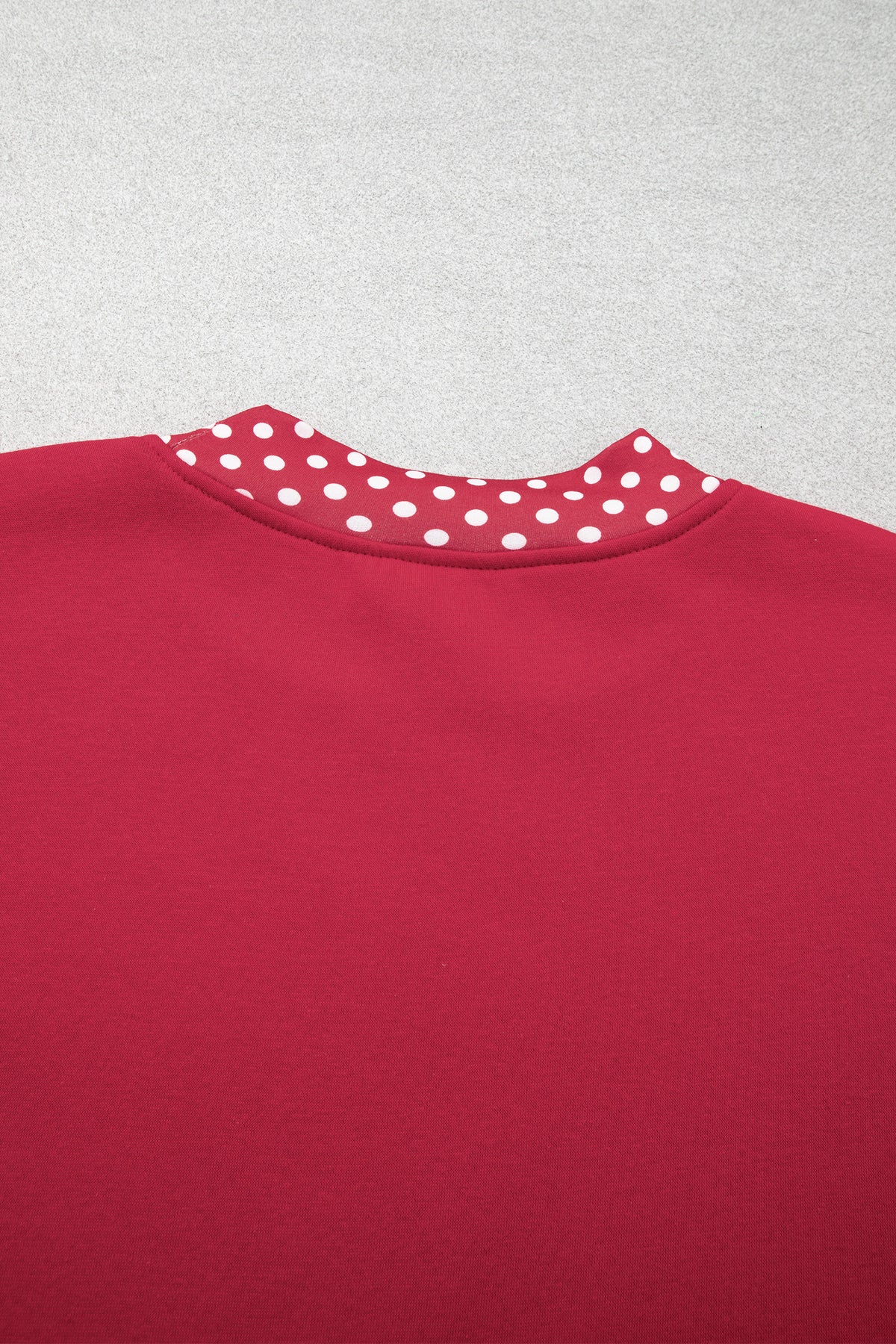 Burgundy Colorblock Polka Dot Contrast Trim Oversized Sweatshirt