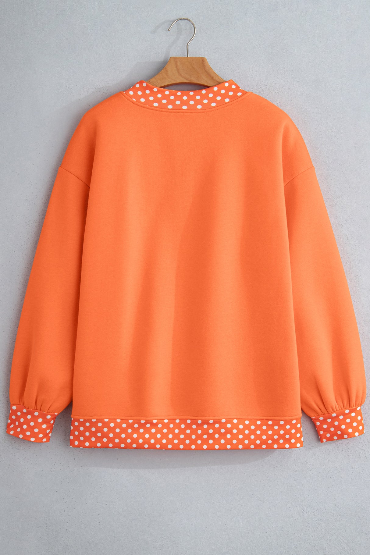Burgundy Colorblock Polka Dot Contrast Trim Oversized Sweatshirt