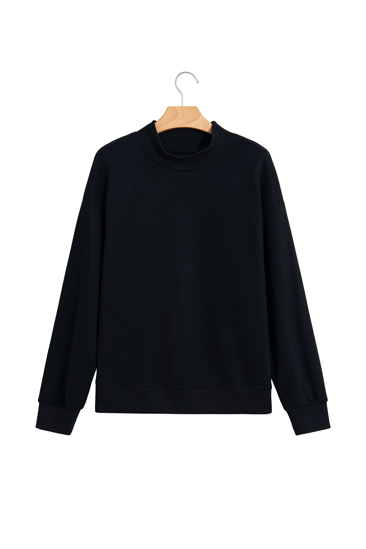 Gray Solid Color Oversized Mock Neck Sweatshirt