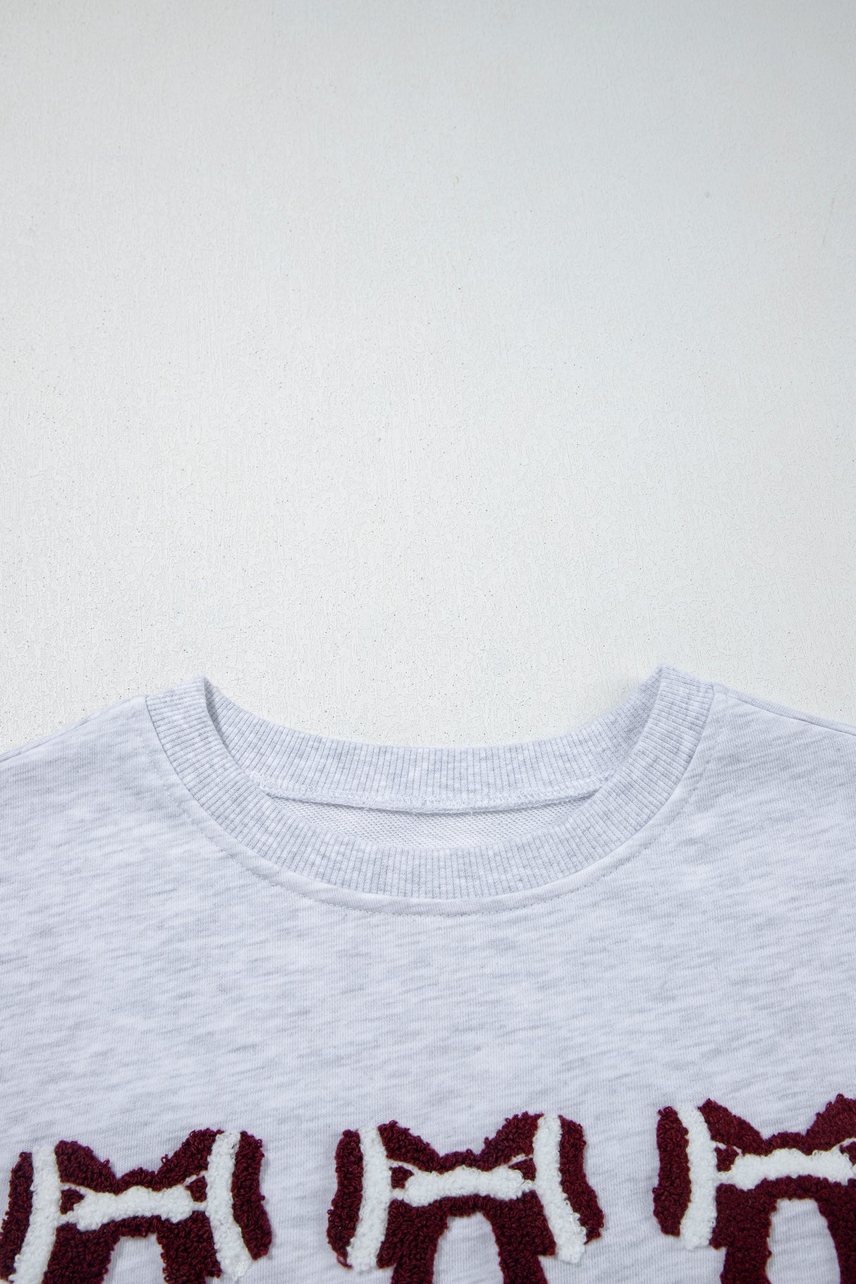Gray Chenille Embroidered Rugby Bow Game Day Oversized Sweatshirt