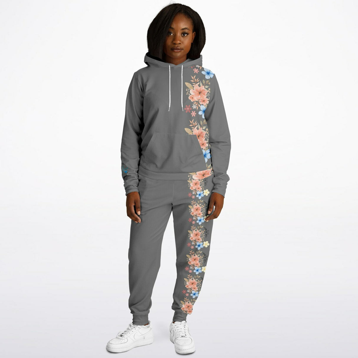 Grey Floral Women's Jogger Set