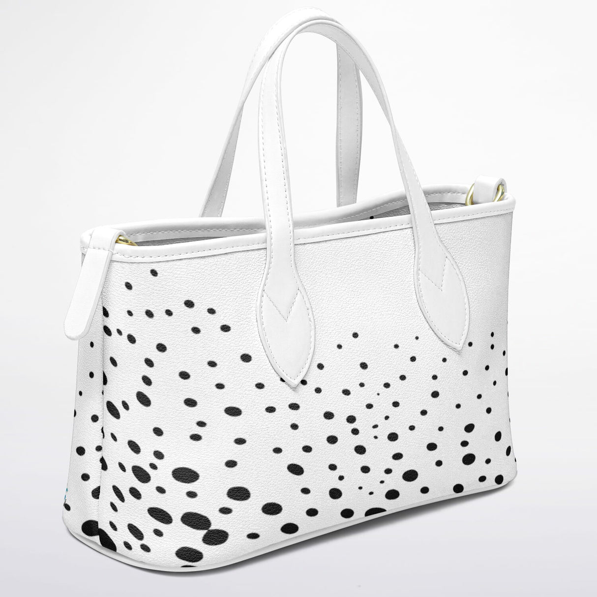 Retro Heiress™ Leather Tote – 90’s Black & White Polka Dot Purse | Vintage-Inspired Leather Handbag | Classic Chic Tote