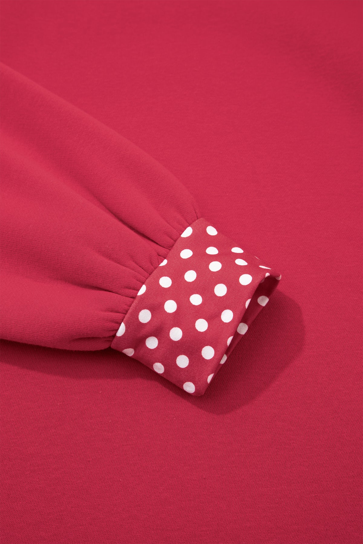 Burgundy Colorblock Polka Dot Contrast Trim Oversized Sweatshirt