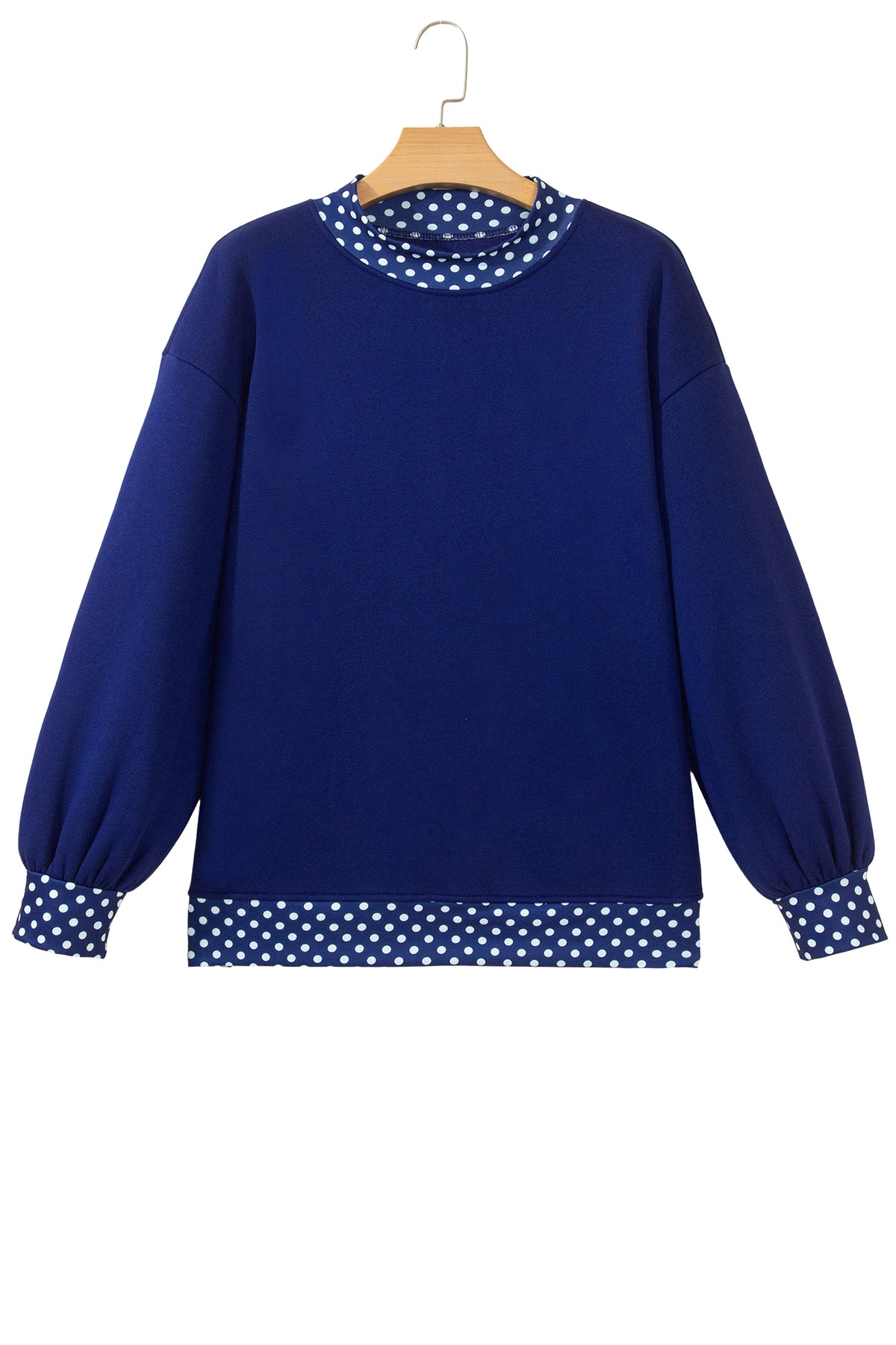 Burgundy Colorblock Polka Dot Contrast Trim Oversized Sweatshirt