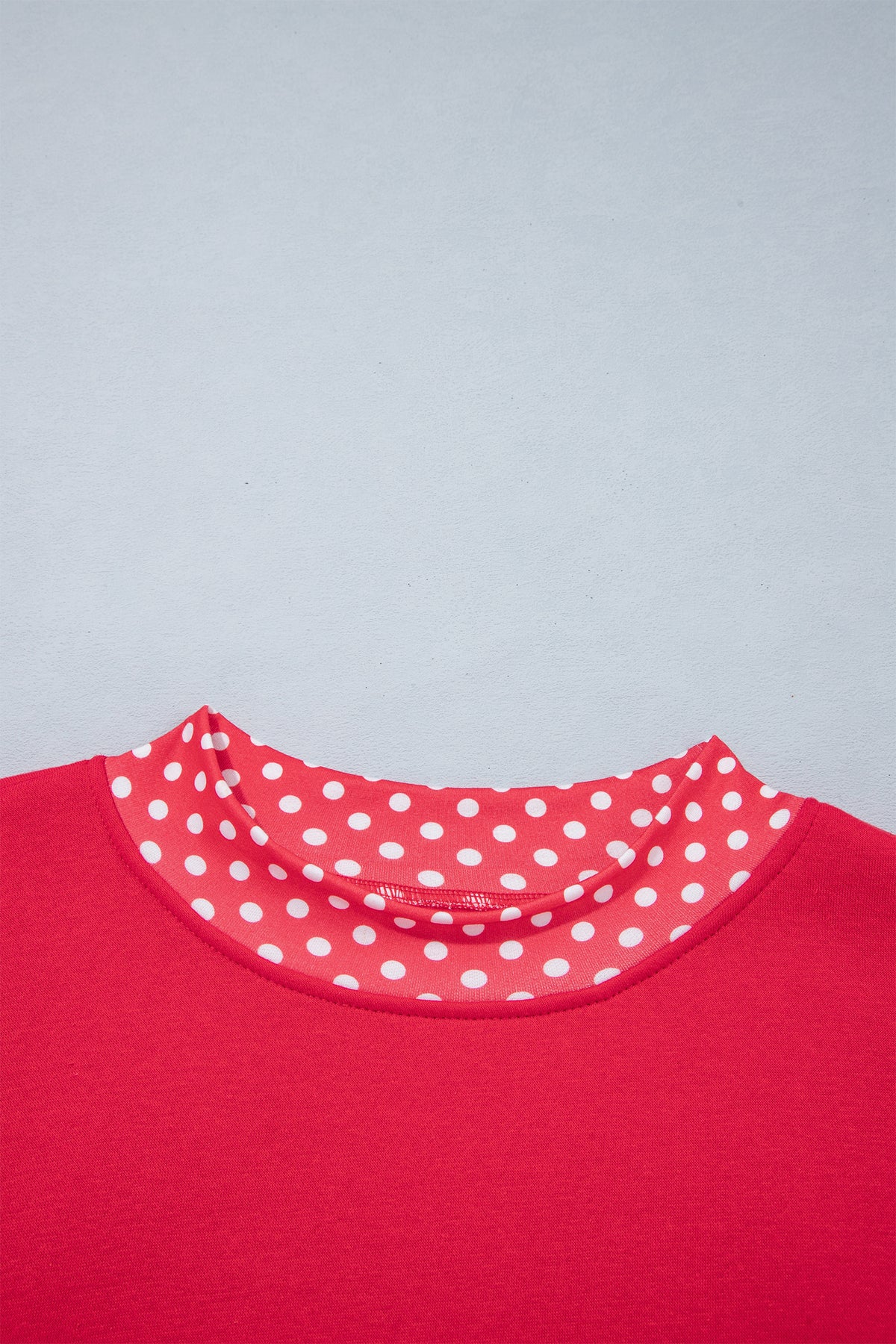 Burgundy Colorblock Polka Dot Contrast Trim Oversized Sweatshirt