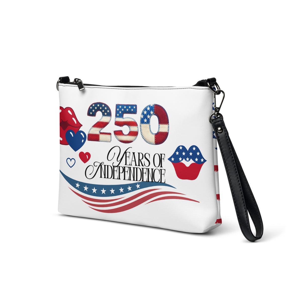 Blue Chico Retail mini leather crossbody purse with 250 years of independence patriotic design
