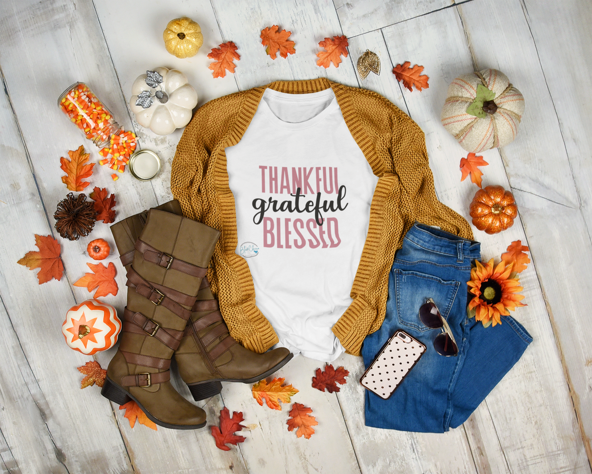 Thankful, Grateful, Blessed Christian Tee