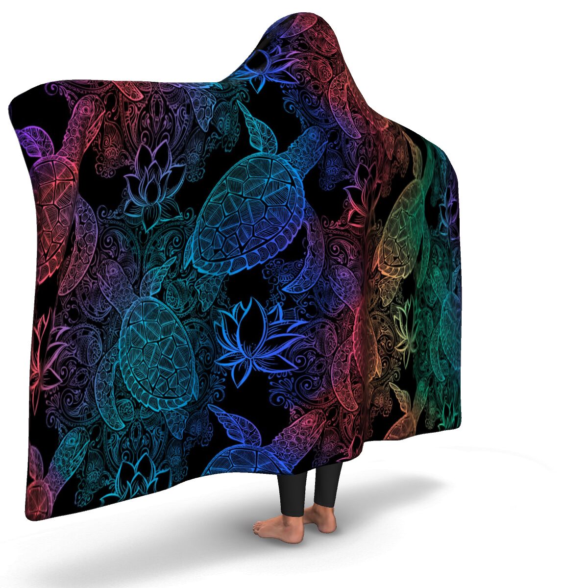 Rainbow Sea Turtles Hooded Blanket (various sizes)