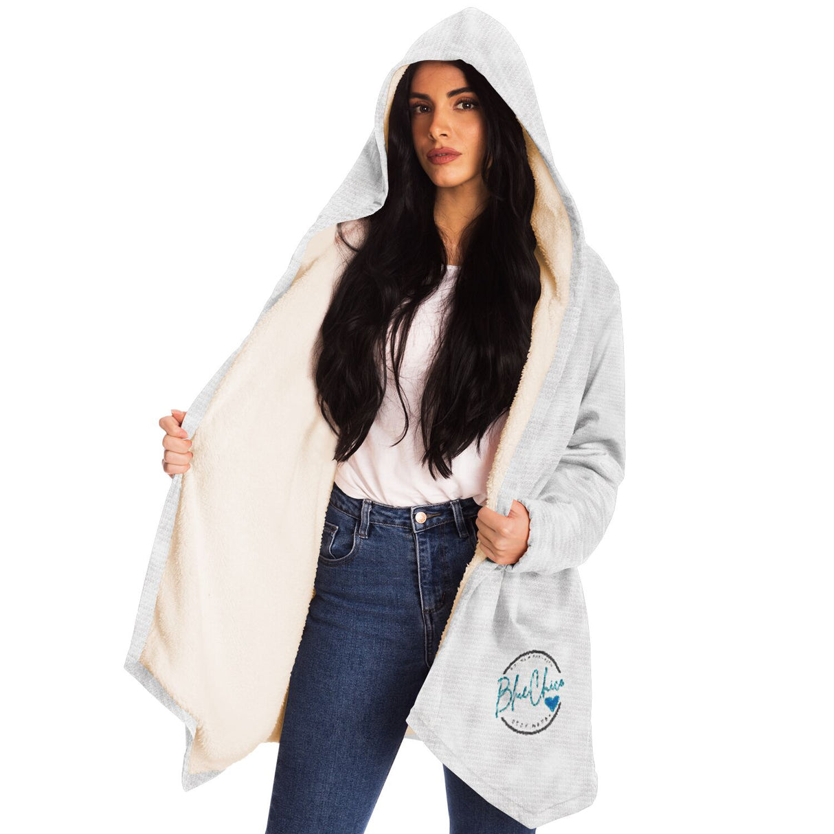 Fluffy White Microfleece Cloak