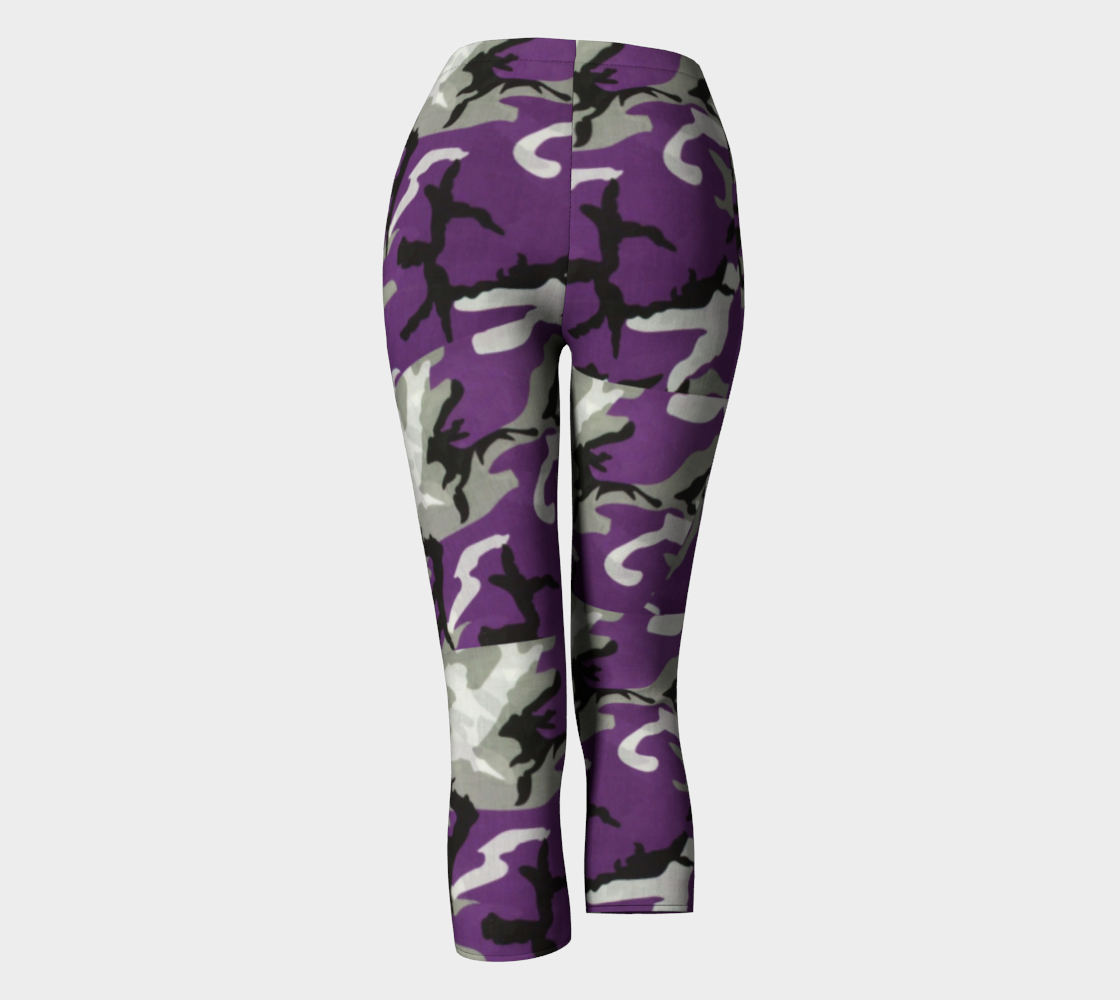 Purple Camo Premium Stretch Capri Leggings