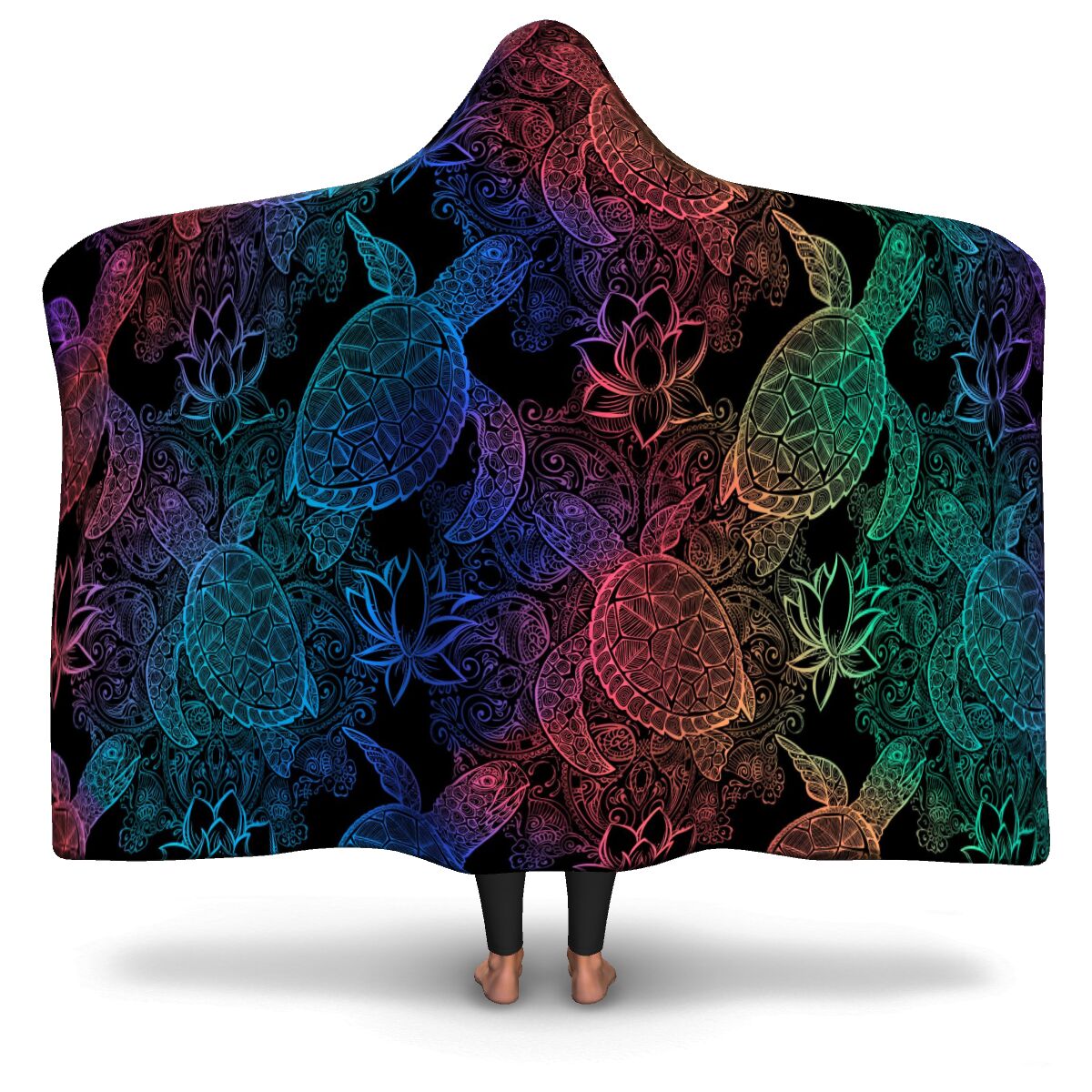Rainbow Sea Turtles Hooded Blanket (various sizes)