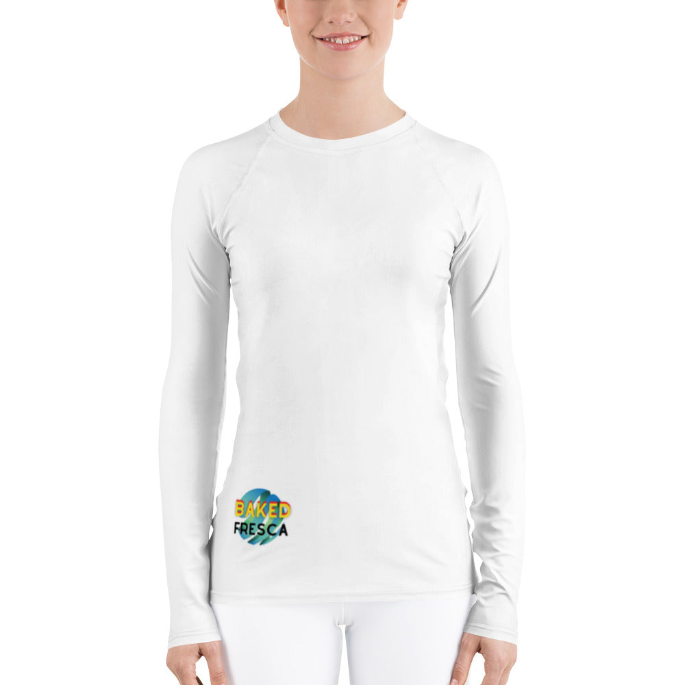 Bleach White Women's Rash Guard by Baked Fresca