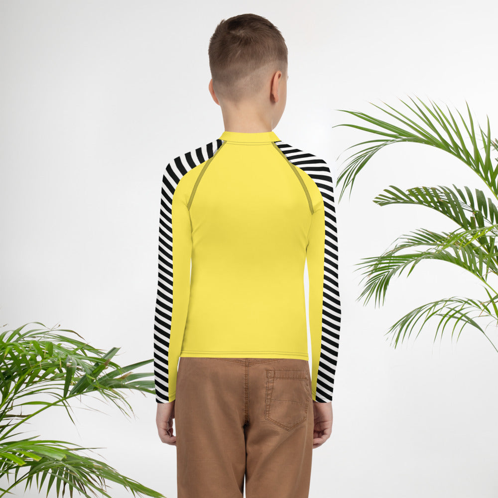 Stripey Canary Youth Rash Guard by Baked Fresca