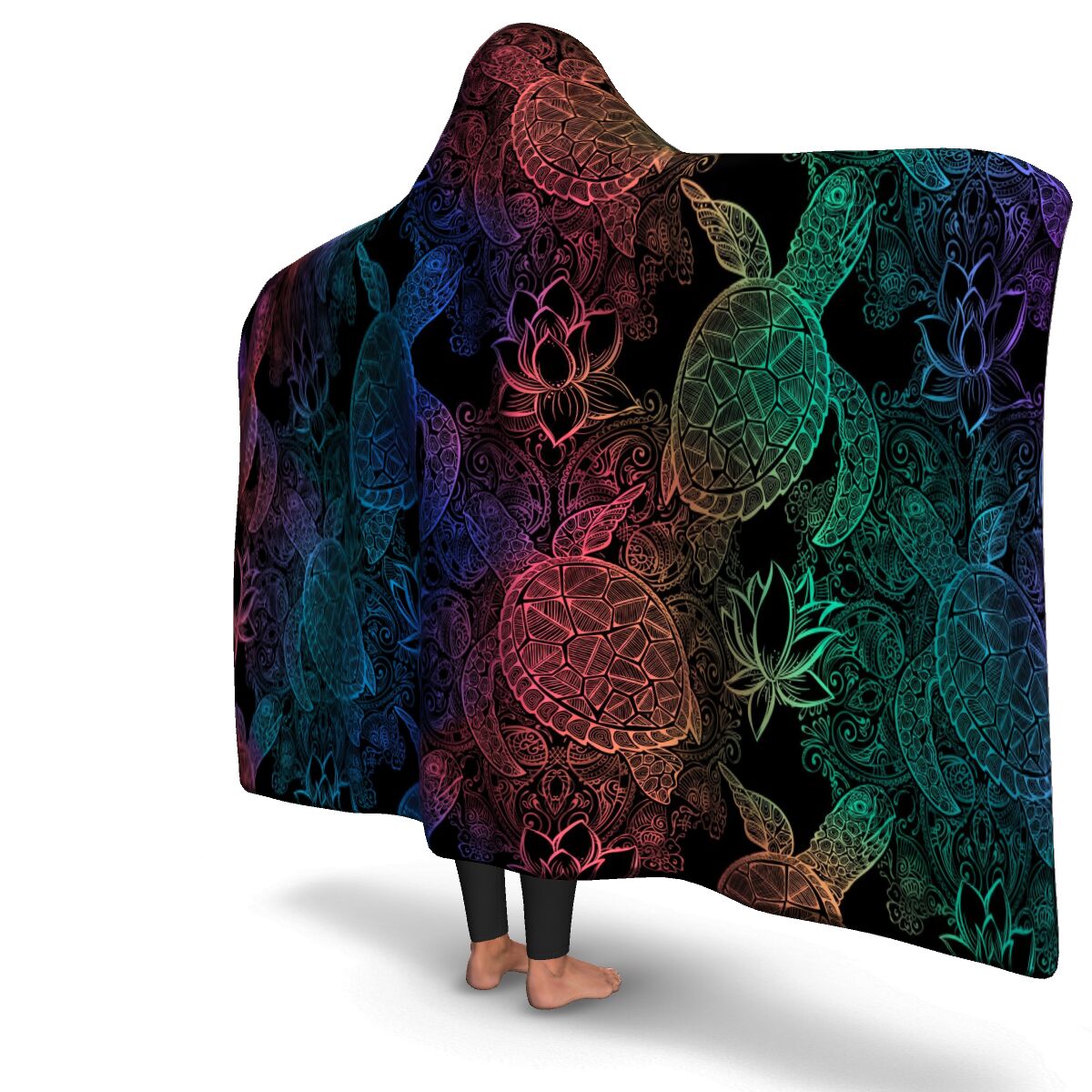 Rainbow Sea Turtles Hooded Blanket (various sizes)
