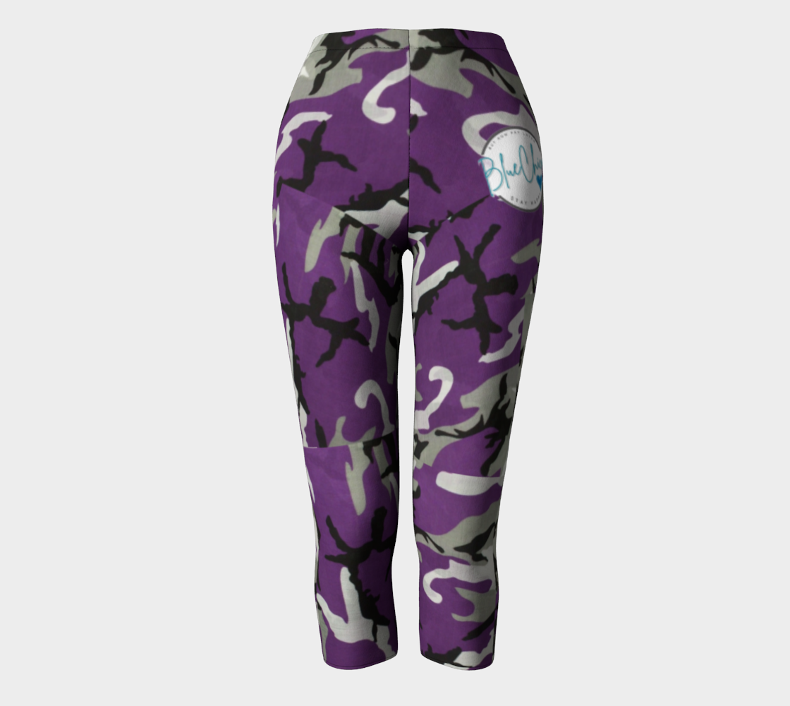 Purple Camo Premium Stretch Capri Leggings