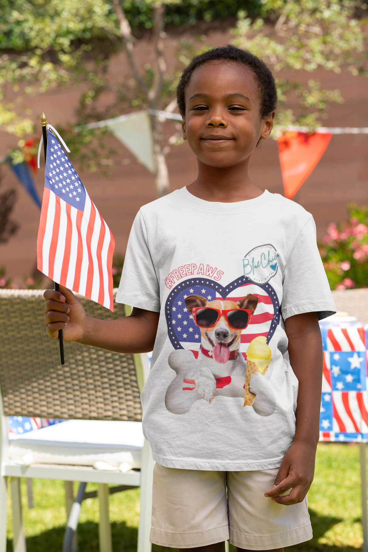 Blue Chico Kids Paws Freedom Tee