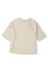 Pink Stripe Plus Size Textured Patchwork Detail Half Sleeve Top