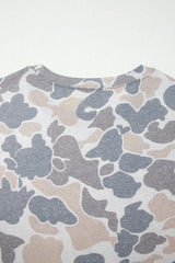Multicolour Retro Camouflage Print Womens Casual T Shirt