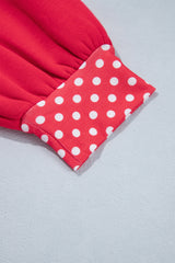 Burgundy Colorblock Polka Dot Contrast Trim Oversized Sweatshirt