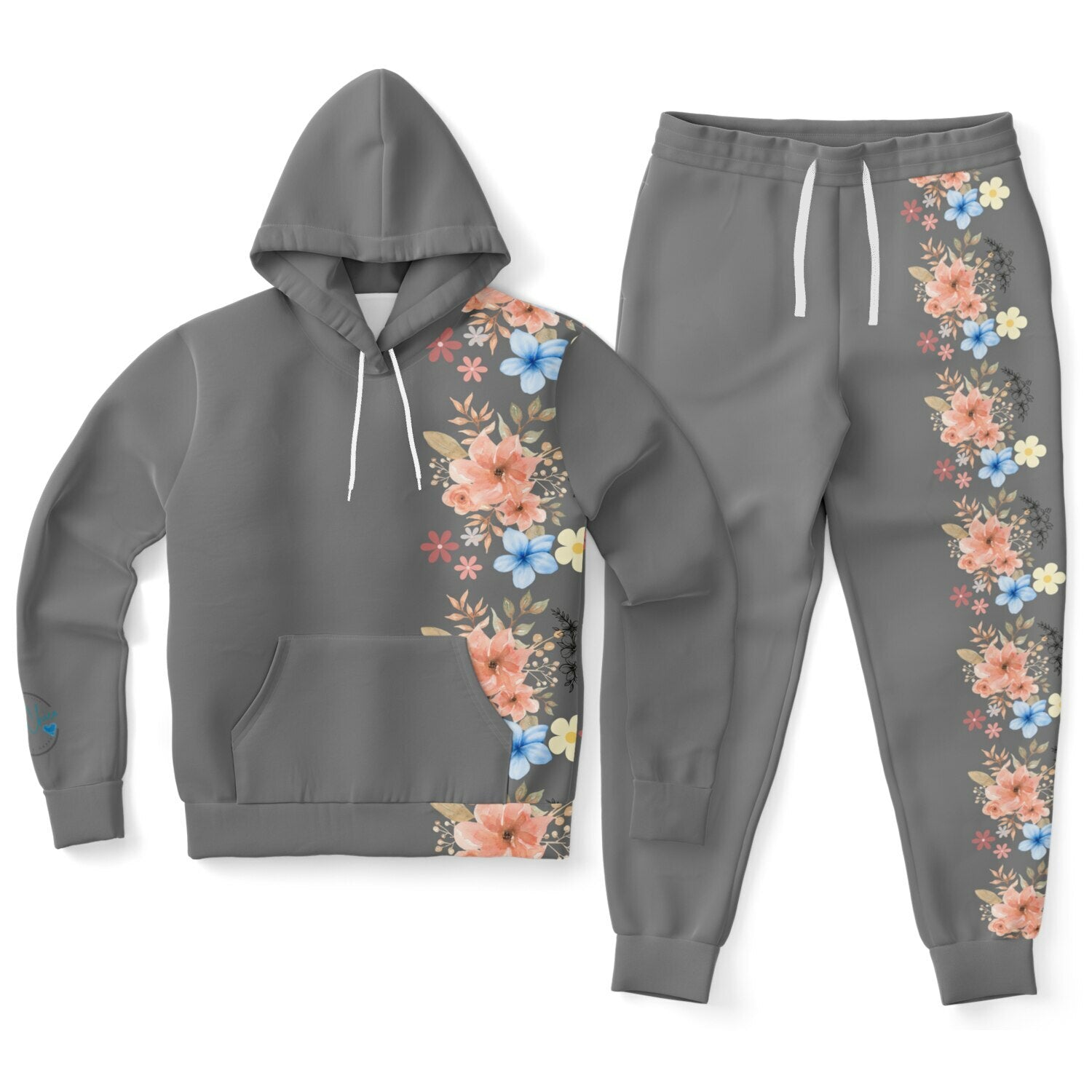 Grey Floral Women's Jogger Set