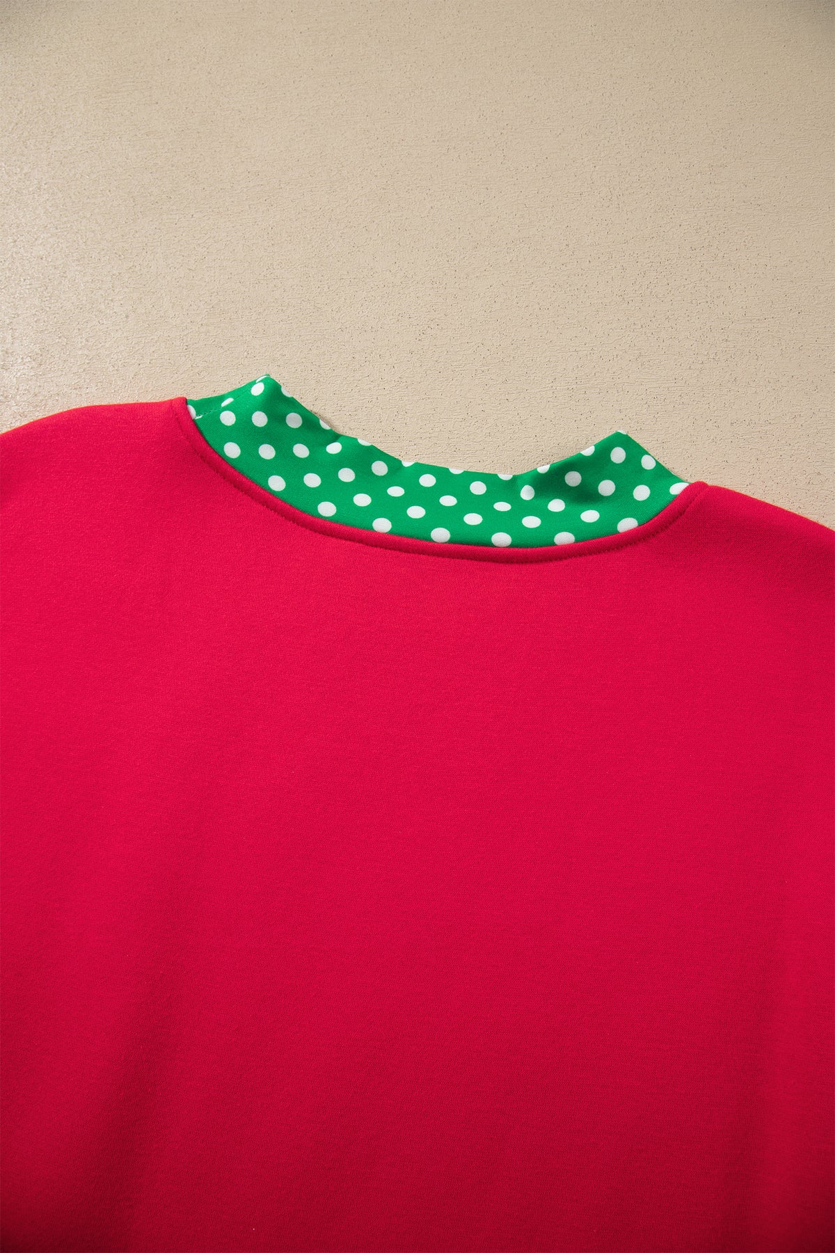 Burgundy Colorblock Polka Dot Contrast Trim Oversized Sweatshirt