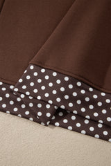 Burgundy Colorblock Polka Dot Contrast Trim Oversized Sweatshirt