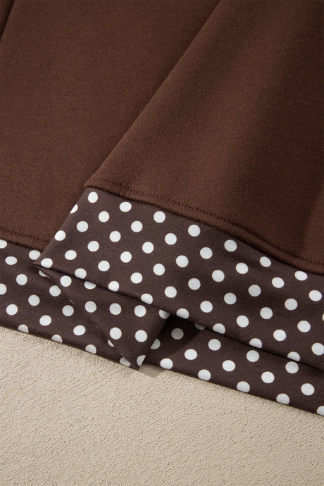 Burgundy Colorblock Polka Dot Contrast Trim Oversized Sweatshirt
