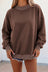 Burgundy Colorblock Polka Dot Contrast Trim Oversized Sweatshirt