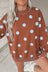 Brown Polka Dot Print Contrast Detail Oversized Tunic Sweatshirt