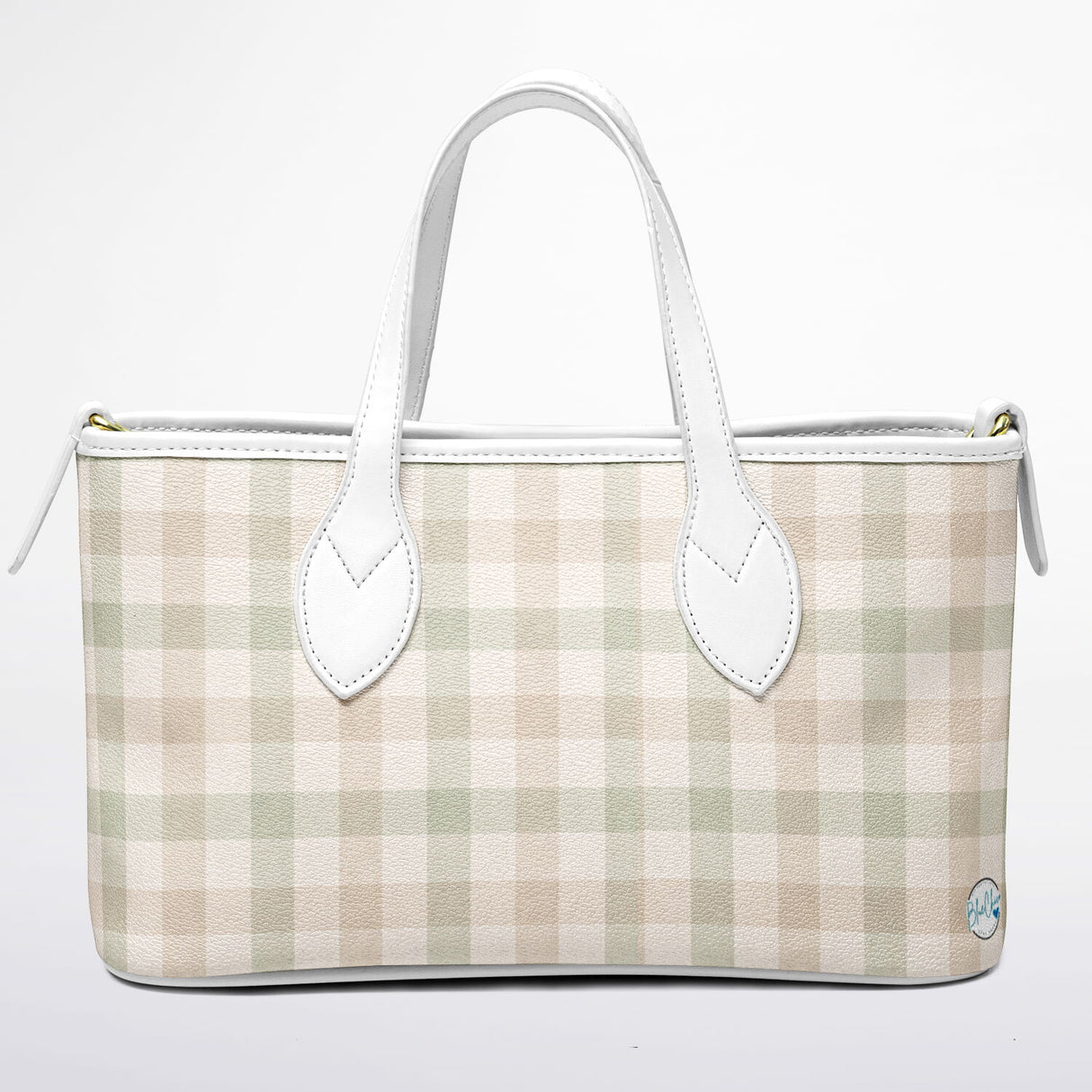 Spring Society™ Leather Tote – Spring Plaid Handbag | Pastel Plaid Purse | Feminine Leather Tote for Women