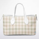 Spring Society™ Leather Tote – Spring Plaid Handbag | Pastel Plaid Purse | Feminine Leather Tote for Women