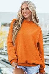 Coffee Oversize Drop Shoulder Reversible Mock Neck Sweatshirt