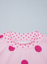 Brown Polka Dot Print Contrast Detail Oversized Tunic Sweatshirt