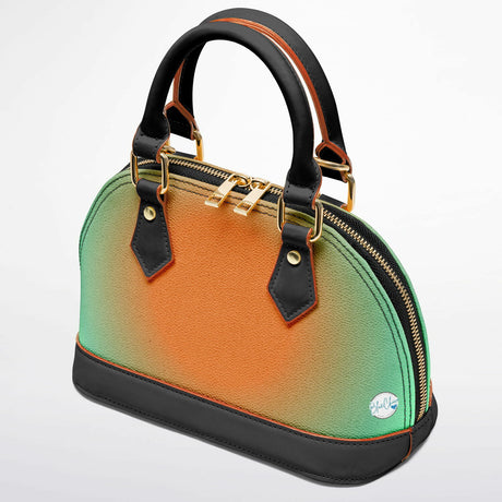 Melon Seoule™ Dome Satchel – Abstract Color Block Handbag | Orange Green Black Purse | Unique Mini Statement Bag for Women