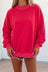Burgundy Colorblock Polka Dot Contrast Trim Oversized Sweatshirt