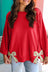 Pink Floral Bow Patched Exposed Seam Patchwork Slit Baggy Sweatshirt