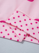 Brown Polka Dot Print Contrast Detail Oversized Tunic Sweatshirt