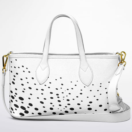 Retro Heiress™ Leather Tote – 90’s Black & White Polka Dot Purse | Vintage-Inspired Leather Handbag | Classic Chic Tote