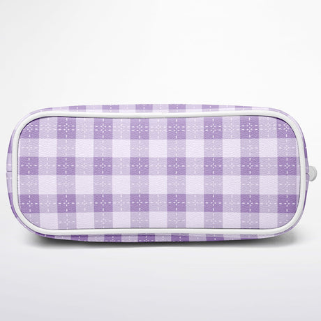 Blush Garden™ Leather Tote – Soft Purple Pink Plaid Purse | Feminine Spring Handbag | Girly Plaid Tote for Women