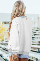 Coffee Oversize Drop Shoulder Reversible Mock Neck Sweatshirt