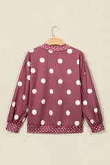 Brown Polka Dot Print Contrast Detail Oversized Tunic Sweatshirt