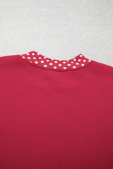 Burgundy Colorblock Polka Dot Contrast Trim Oversized Sweatshirt