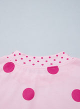 Brown Polka Dot Print Contrast Detail Oversized Tunic Sweatshirt