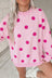 Brown Polka Dot Print Contrast Detail Oversized Tunic Sweatshirt