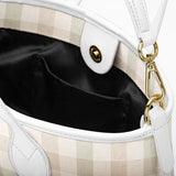 Spring Society™ Leather Tote – Spring Plaid Handbag | Pastel Plaid Purse | Feminine Leather Tote for Women