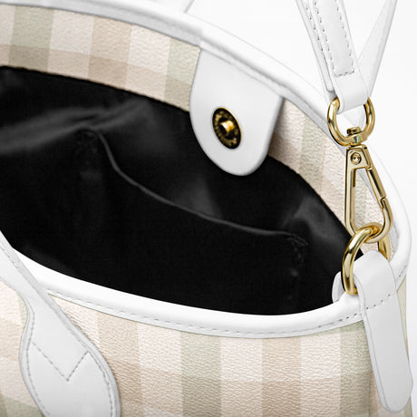 Spring Society™ Leather Tote – Spring Plaid Handbag | Pastel Plaid Purse | Feminine Leather Tote for Women