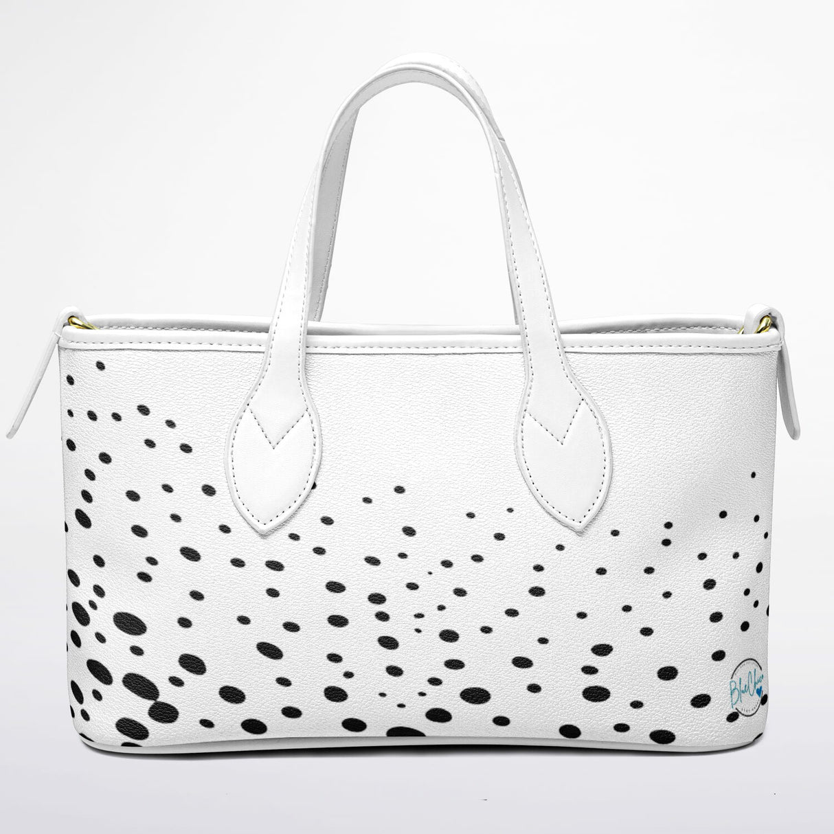 Retro Heiress™ Leather Tote – 90’s Black & White Polka Dot Purse | Vintage-Inspired Leather Handbag | Classic Chic Tote