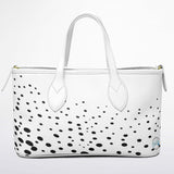 Retro Heiress™ Leather Tote – 90’s Black & White Polka Dot Purse | Vintage-Inspired Leather Handbag | Classic Chic Tote