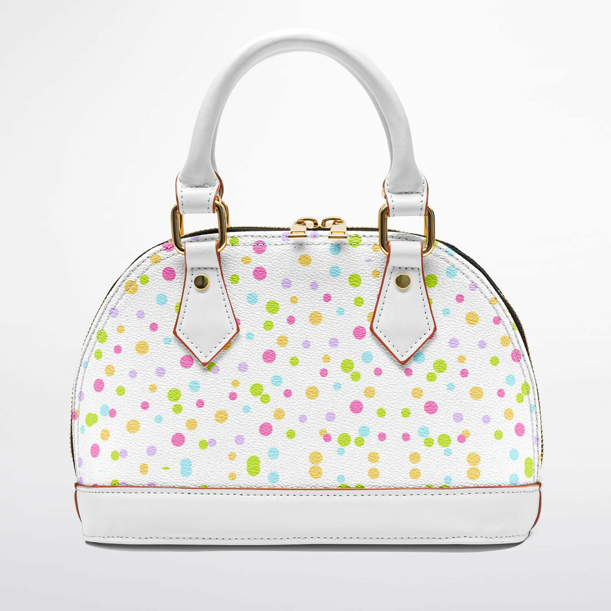 Polky Chic™ Dome Satchel Handbag – Small Polka Dot Purse for Women | Mini Top Handle Handbag | Trendy Compact Designer-Inspired Bag